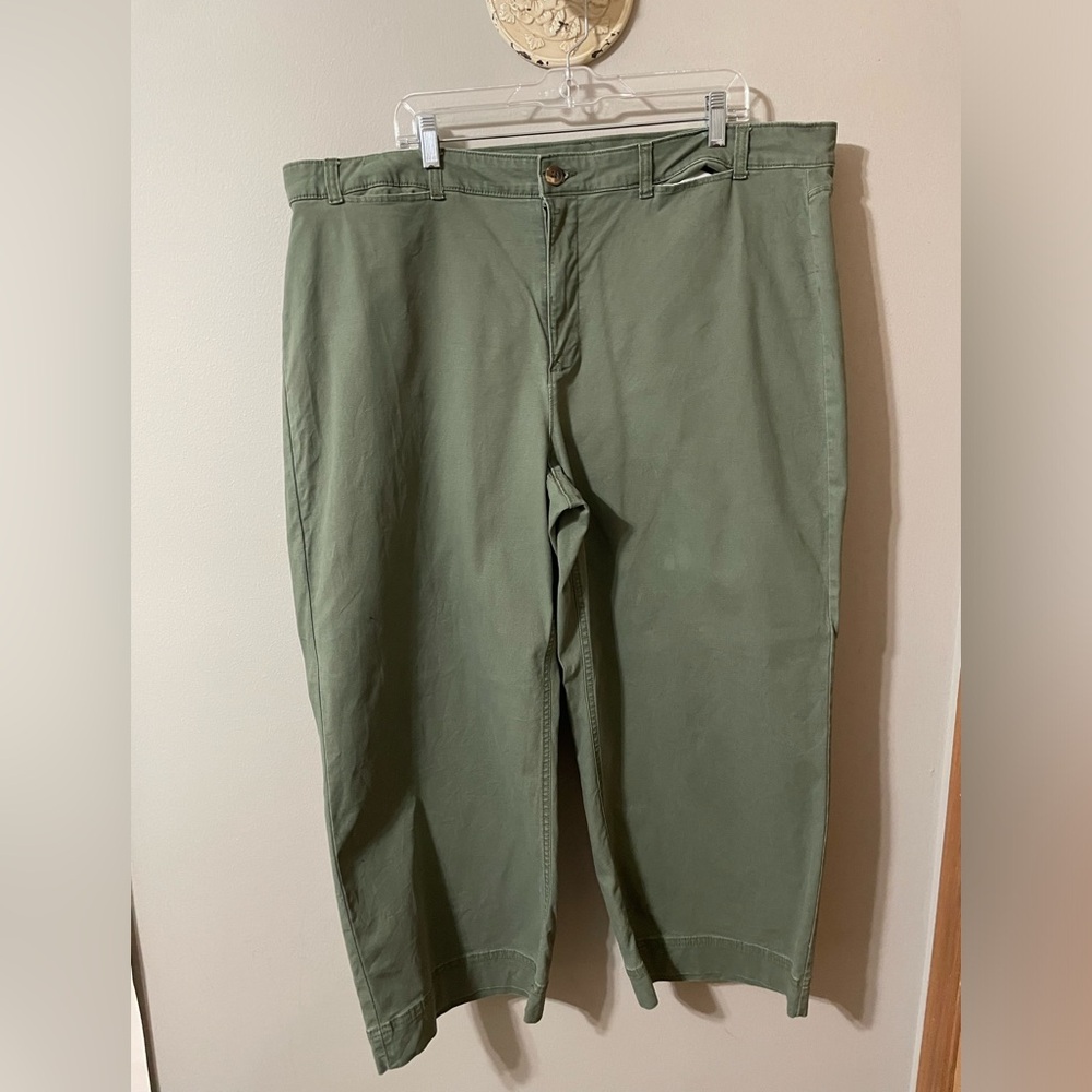 Olive Green Ankle Pants - Women's Cropped Trousers